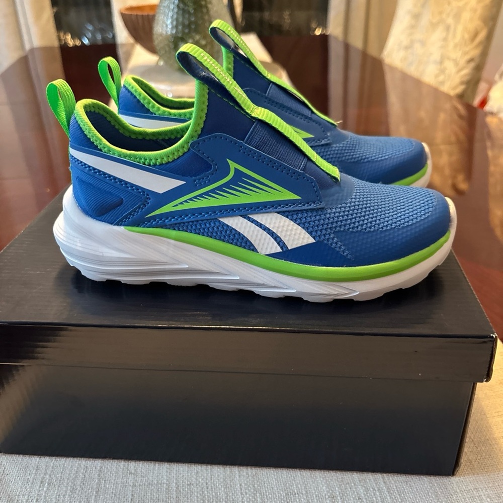 Reebok Kids Blue & Neon Green Slip-On Sneakers size 1